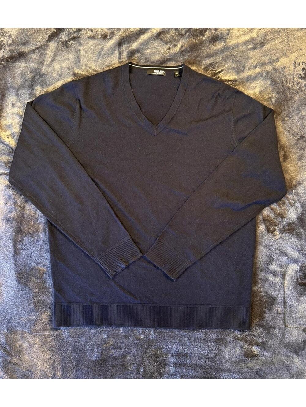 Men's Murano Performance Navy Blue V-Neck Sweater Sz Large